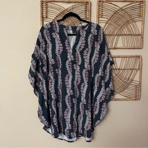 Kahulale'a Floral Hawaiian Dress Cover Up Pikake Rose Lei Print Sz M READ B24